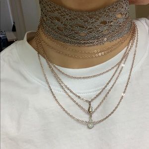 Rose gold chain layered choker necklace